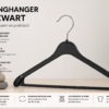 Kledinghanger K43 zwart met dubbele inkepingen en metalen haak – producteigenschappen overzicht