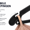 Dubbele inkepingen op zwarte kunststof kledinghanger K43 voor kleding met bandjes
