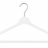 Witte kunststof kledinghanger K43 43 cm met metalen haak – set van 10 stuks
