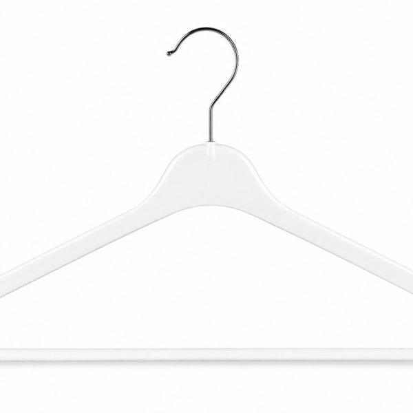 Witte kunststof kledinghanger K43 43 cm met metalen haak – set van 10 stuks