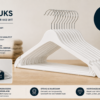 Set van 10 witte kunststof kledinghangers K43 met metalen haak